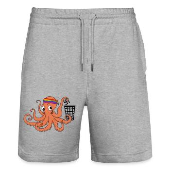 Oscar hasst Nazis - Stanley/Stella Unisex Bio Joggingshorts Trainer  - Grau meliert - Vorne - Nik (191cm) & Marisol (170cm)