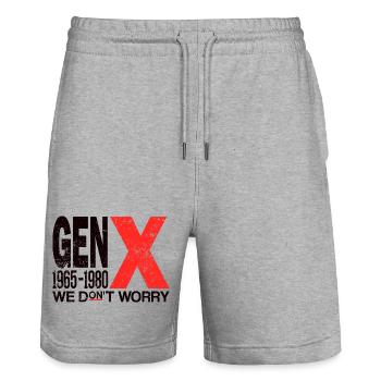 Generation X – Old School & Proud - Stanley/Stella Unisex Bio Joggingshorts Trainer  - Grau meliert - Vorne - Nik (191cm) & Marisol (170cm)