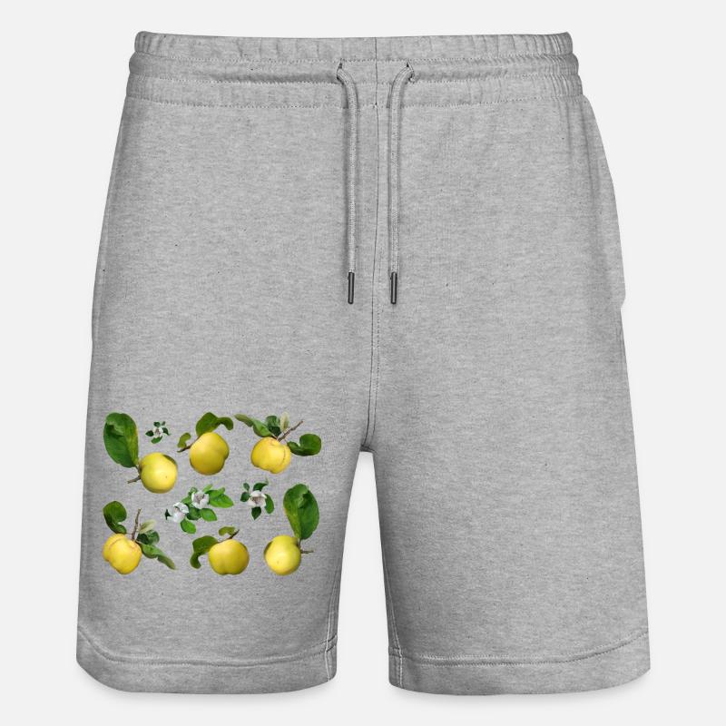 Quitten mit Quittenblüten - Stanley/Stella Unisex Bio Joggingshorts Trainer  - Grau meliert