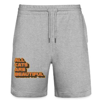 All Cats Are Beautiful – Stylish Statement - Stanley/Stella Trainer Unisex Organic Jogging Shorts - heather grey - Front - Nik (191cm) & Marisol (170cm)