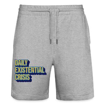 Daily existential crisis – humor meets reality - Stanley/Stella Trainer Unisex Organic Jogging Shorts - heather grey - Front - Nik (191cm) & Marisol (170cm)