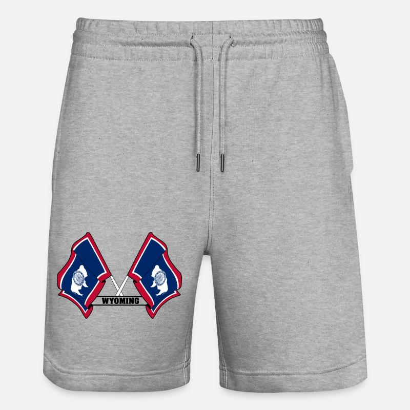 Texte à deux drapeaux WYOMING - Short de jogging bio TRAINER Stanley/Stella unisexe - gris chiné