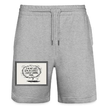 I'm not lazy, I'm in power saving mode - Stanley/Stella Trainer Unisex Organic Jogging Shorts - heather grey - Front - Nik (191cm) & Marisol (170cm)
