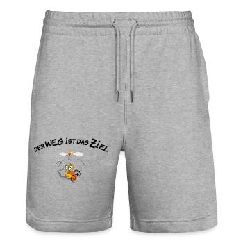 Der Weg ist das Ziel - Wandern - Stanley/Stella Unisex Bio Joggingshorts Trainer  - Grau meliert - Vorne - Nik (191cm) & Marisol (170cm)
