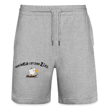 Segeln - Meer - Der Weg ist das Ziel - Auszeit - Stanley/Stella Unisex Bio Joggingshorts Trainer  - Grau meliert - Vorne - Nik (191cm) & Marisol (170cm)