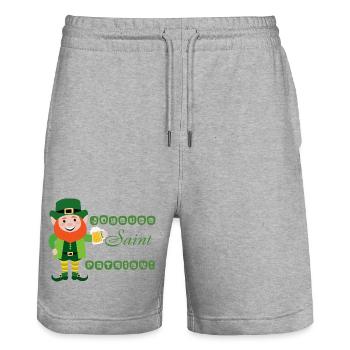 Alles Gute zum St. Patrick's Day - Lächelnder Kobold - Stanley/Stella Unisex Bio Joggingshorts Trainer  - Grau meliert - Vorne - Nik (191cm) & Marisol (170cm)