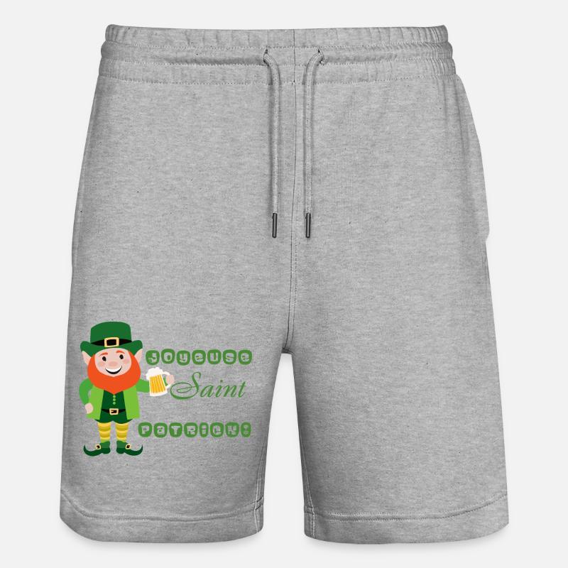 Joyeuse Saint Patrick - Leprechaun Souriant - Short de jogging bio TRAINER Stanley/Stella unisexe - gris chiné