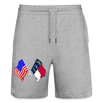 Drapeau des États-Unis et de l’État de Caroline du Nord franchi - Short de jogging bio TRAINER Stanley/Stella unisexe - gris chiné - Devant - Nik (191cm) & Marisol (170cm)
