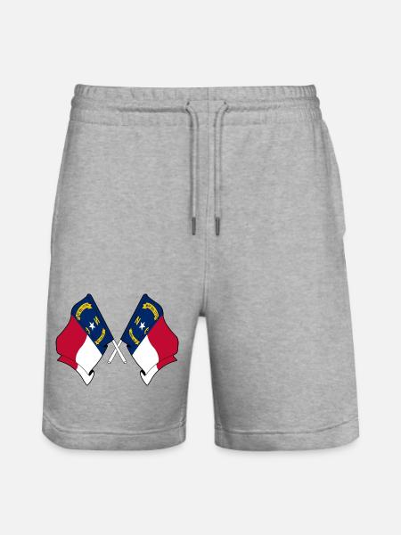 Two flags crossed North Carolina - Stanley/Stella Trainer Unisex Organic Jogging Shorts - heather grey