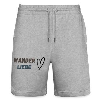 Schriftzug Wanderliebe und Herz, schlicht - Stanley/Stella Unisex Bio Joggingshorts Trainer  - Grau meliert - Vorne - Nik (191cm) & Marisol (170cm)