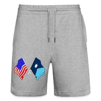 Drapeau des États-Unis et de l’État du Minnesota croisé - Short de jogging bio TRAINER Stanley/Stella unisexe - gris chiné - Devant - Nik (191cm) & Marisol (170cm)