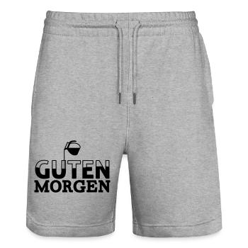 Guten Morgen Kaffee - Stanley/Stella Unisex Bio Joggingshorts Trainer  - Grau meliert - Vorne - Nik (191cm) & Marisol (170cm)