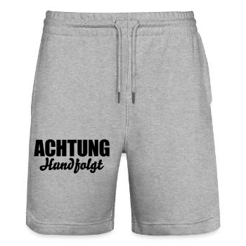 Achtung Hund folgt - Stanley/Stella Unisex Bio Joggingshorts Trainer  - Grau meliert - Vorne - Nik (191cm) & Marisol (170cm)