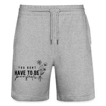 You Don't Have to Be Perfect – Acceptance - Stanley/Stella Trainer Unisex Organic Jogging Shorts - heather grey - Front - Nik (191cm) & Marisol (170cm)