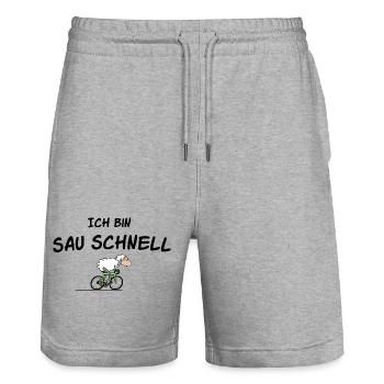 Radsport Schaf - Stanley/Stella Unisex Bio Joggingshorts Trainer  - Grau meliert - Vorne - Nik (191cm) & Marisol (170cm)