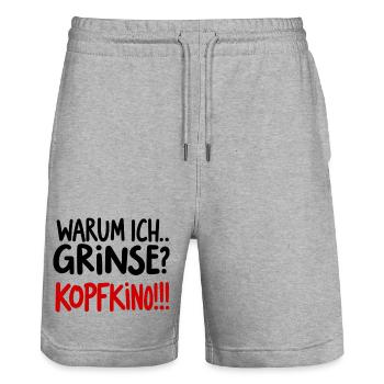 Humorous saying for everyday life and fun - Stanley/Stella Trainer Unisex Organic Jogging Shorts - heather grey - Front - Nik (191cm) & Marisol (170cm)