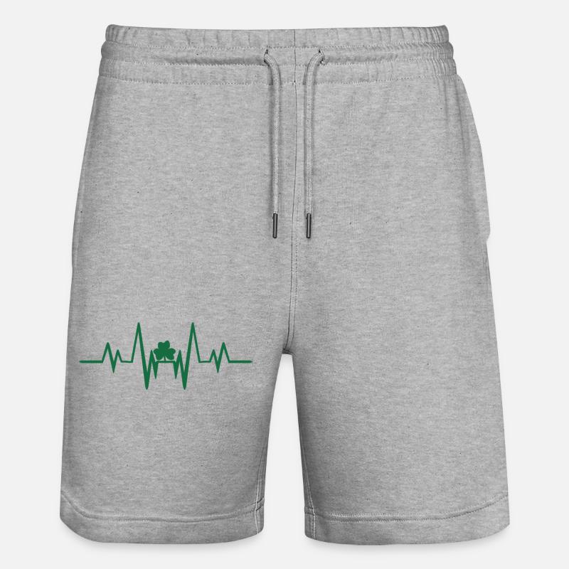Battement de cœur avec trèfle - Short de jogging bio TRAINER Stanley/Stella unisexe - gris chiné