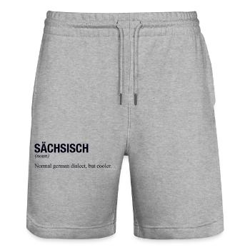 SAXON Saxony - Stanley/Stella Trainer Unisex Organic Jogging Shorts - heather grey - Front - Nik (191cm) & Marisol (170cm)