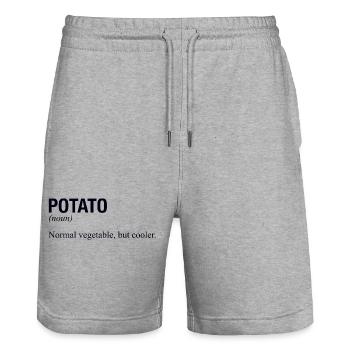 POMME DE TERRE Kartoffel - Short de jogging bio TRAINER Stanley/Stella unisexe - gris chiné - Devant - Nik (191cm) & Marisol (170cm)