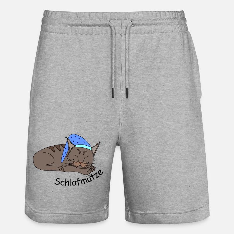 Schlafende Katze - Schlafmütze - Stanley/Stella Unisex Bio Joggingshorts Trainer  - Grau meliert