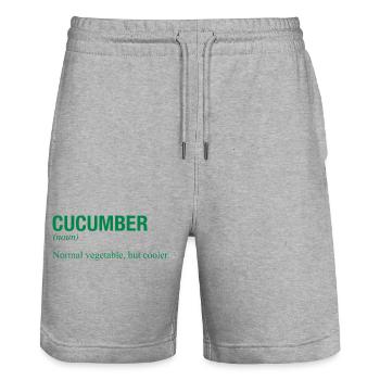 CUCUMBER - Stanley/Stella Trainer Unisex Organic Jogging Shorts - heather grey - Front - Nik (191cm) & Marisol (170cm)