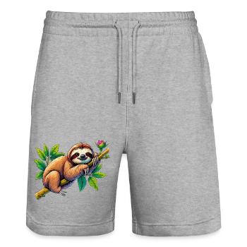 Paresse - Short de jogging bio TRAINER Stanley/Stella unisexe - gris chiné - Devant - Nik (191cm) & Marisol (170cm)
