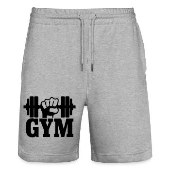 GYM Faust mit Hantel - Stanley/Stella Unisex Bio Joggingshorts Trainer  - Grau meliert - Vorne - Nik (191cm) & Marisol (170cm)
