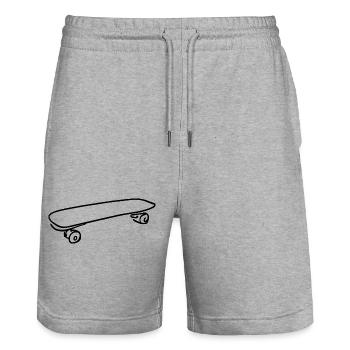 Skateboard Drawing - Stanley/Stella Trainer Unisex Organic Jogging Shorts - heather grey - Front - Nik (191cm) & Marisol (170cm)