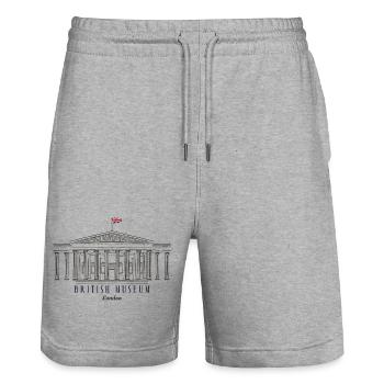 London, British Museum, England, Hand Drawing - Stanley/Stella Trainer Unisex Organic Jogging Shorts - heather grey - Front - Nik (191cm) & Marisol (170cm)