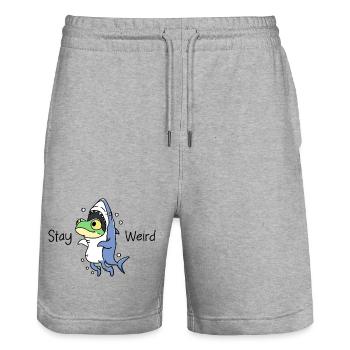 Stay Weird - Stanley/Stella Trainer Unisex Organic Jogging Shorts - heather grey - Front - Nik (191cm) & Marisol (170cm)