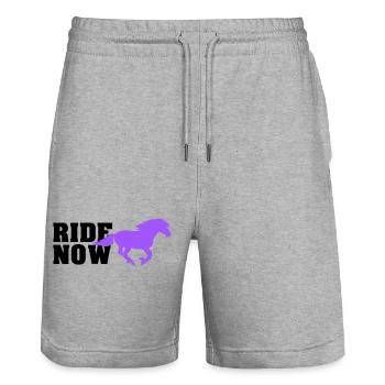 ride now - Stanley/Stella Trainer Unisex Organic Jogging Shorts - heather grey - Front - Nik (191cm) & Marisol (170cm)