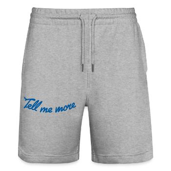 Tell Me More – L’art de la curiosité - Short de jogging bio TRAINER Stanley/Stella unisexe - gris chiné - Devant - Nik (191cm) & Marisol (170cm)