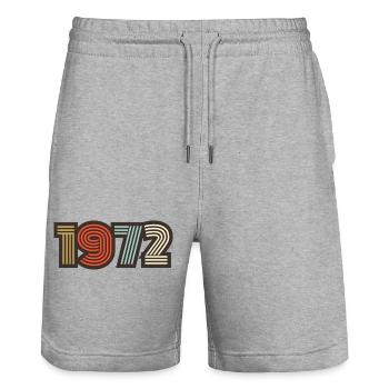 1972 rétro vintage - Short de jogging bio TRAINER Stanley/Stella unisexe - gris chiné - Devant - Nik (191cm) & Marisol (170cm)