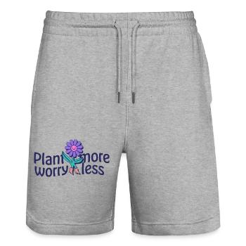 Plant More Worry Less – Smiling Flower - Stanley/Stella Trainer Unisex Organic Jogging Shorts - heather grey - Front - Nik (191cm) & Marisol (170cm)
