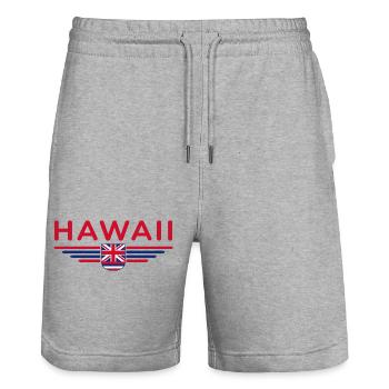 Hawaii Fan T-Shirt – Aloha-Style - Stanley/Stella Unisex Bio Joggingshorts Trainer  - Grau meliert - Vorne - Nik (191cm) & Marisol (170cm)
