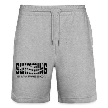 swimming is my passion - Stanley/Stella Trainer Unisex Organic Jogging Shorts - heather grey - Front - Nik (191cm) & Marisol (170cm)