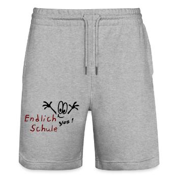 Schule yes - Stanley/Stella Unisex Bio Joggingshorts Trainer  - Grau meliert - Vorne - Nik (191cm) & Marisol (170cm)