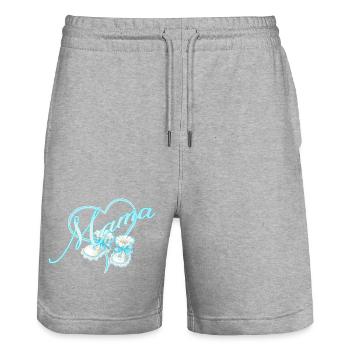 Mom with Heart & Baby Shoes in Sky Blue - Stanley/Stella Trainer Unisex Organic Jogging Shorts - heather grey - Front - Nik (191cm) & Marisol (170cm)