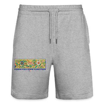 La forme suit la fonction Art floral - Short de jogging bio TRAINER Stanley/Stella unisexe - gris chiné - Devant - Nik (191cm) & Marisol (170cm)