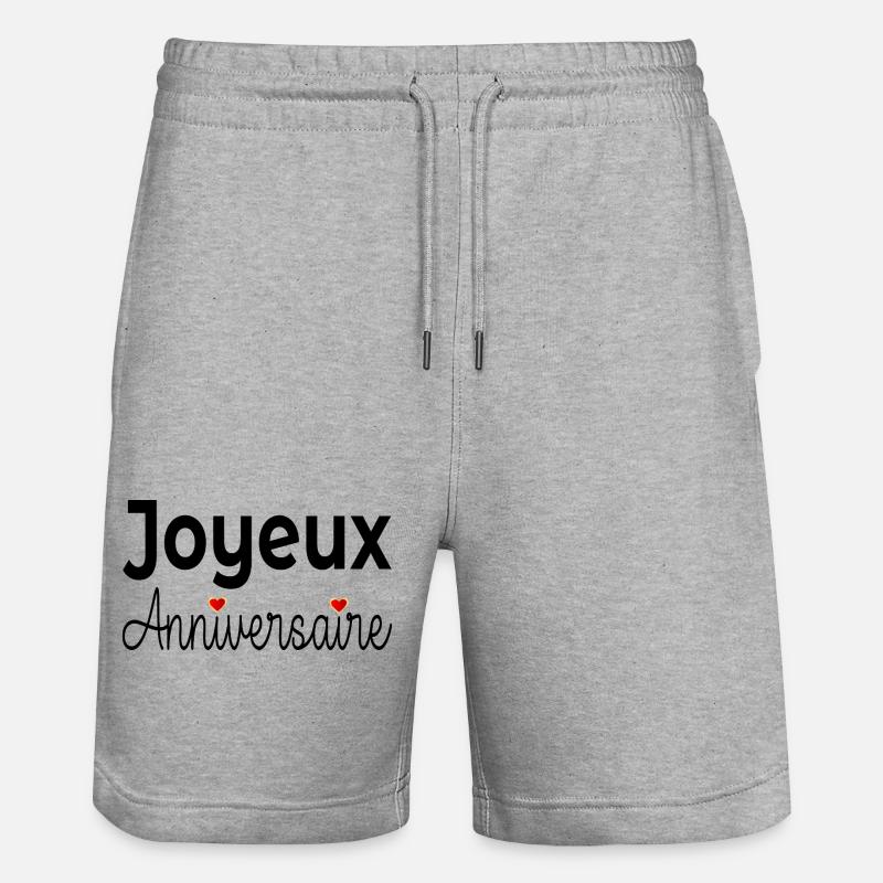 Joyeux Anniversaire Cœur - Short de jogging bio TRAINER Stanley/Stella unisexe - gris chiné