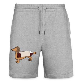 Adorable Dachshund Wine - Stanley/Stella Trainer Unisex Organic Jogging Shorts - heather grey - Front - Nik (191cm) & Marisol (170cm)