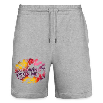 Growing connection - Stanley/Stella Trainer Unisex Organic Jogging Shorts - heather grey - Front - Nik (191cm) & Marisol (170cm)
