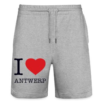 J’ADORE ANVERS - Short de jogging bio TRAINER Stanley/Stella unisexe - gris chiné - Devant - Nik (191cm) & Marisol (170cm)