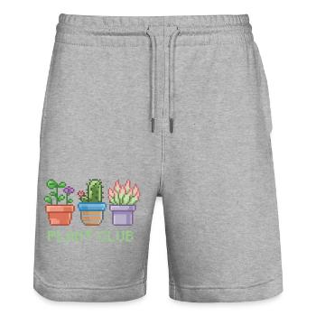 Pixel Plant Club Vibes - Stanley/Stella Trainer Unisex Organic Jogging Shorts - heather grey - Front - Nik (191cm) & Marisol (170cm)