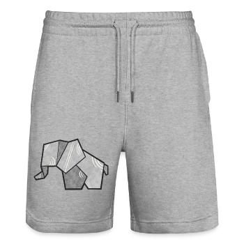 Cute elephant in origami style - Stanley/Stella Trainer Unisex Organic Jogging Shorts - heather grey - Front - Nik (191cm) & Marisol (170cm)