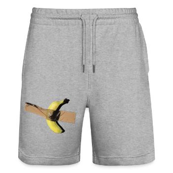 banana - Stanley/Stella Trainer Unisex Organic Jogging Shorts - heather grey - Front - Nik (191cm) & Marisol (170cm)