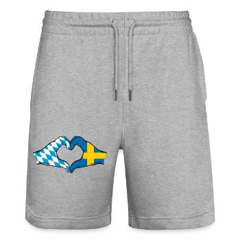 Bavière, Suède, Drapeau, Aiguilles, Coeur - Short de jogging bio TRAINER Stanley/Stella unisexe - gris chiné - Devant - Nik (191cm) & Marisol (170cm)
