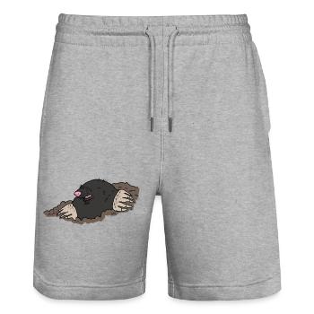 Taupe - Short de jogging bio TRAINER Stanley/Stella unisexe - gris chiné - Devant - Nik (191cm) & Marisol (170cm)