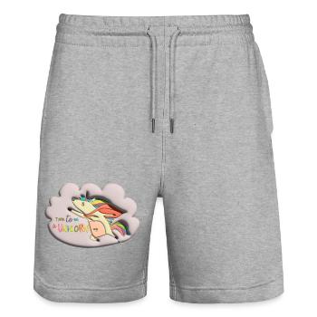 time to be an unicorn bubble 3d - Stanley/Stella Unisex Bio Joggingshorts Trainer  - Grau meliert - Vorne - Nik (191cm) & Marisol (170cm)