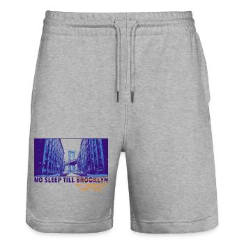 No Sleep Till Brooklyn – Eltern Meme Design - Stanley/Stella Unisex Bio Joggingshorts Trainer  - Grau meliert - Vorne - Nik (191cm) & Marisol (170cm)